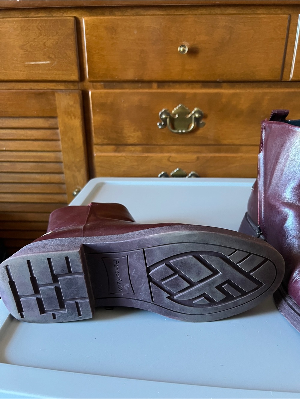Franco Sarto woman’s Chukka Boots in Burgundy - Picture 2 of 5